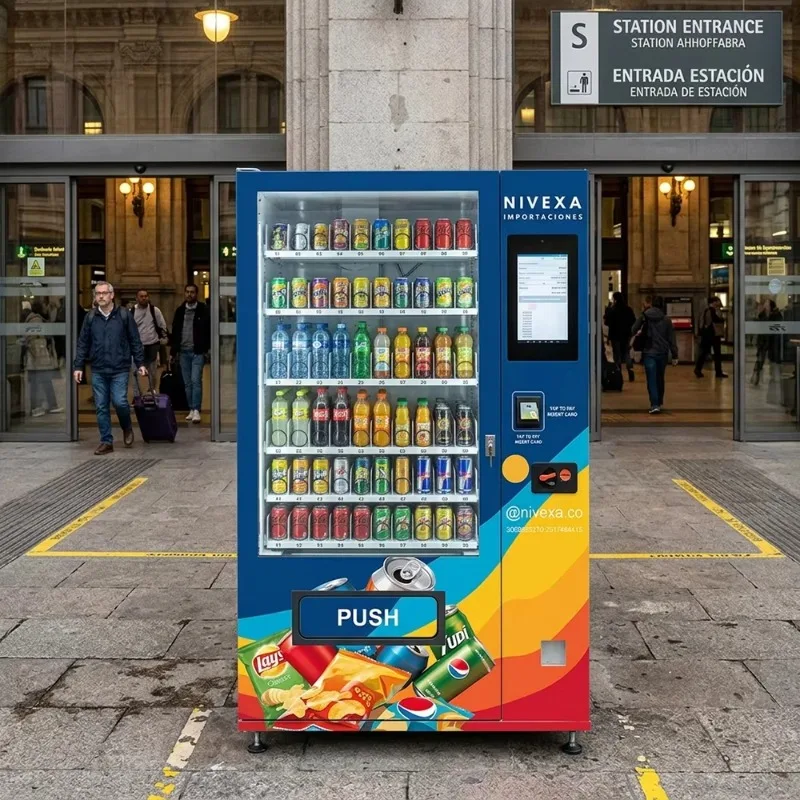 Retail Vending Machine Custom Smart Vending Kiosk 21.5inch 60 Channels Outdoor Commercial Cashless for Train Stations