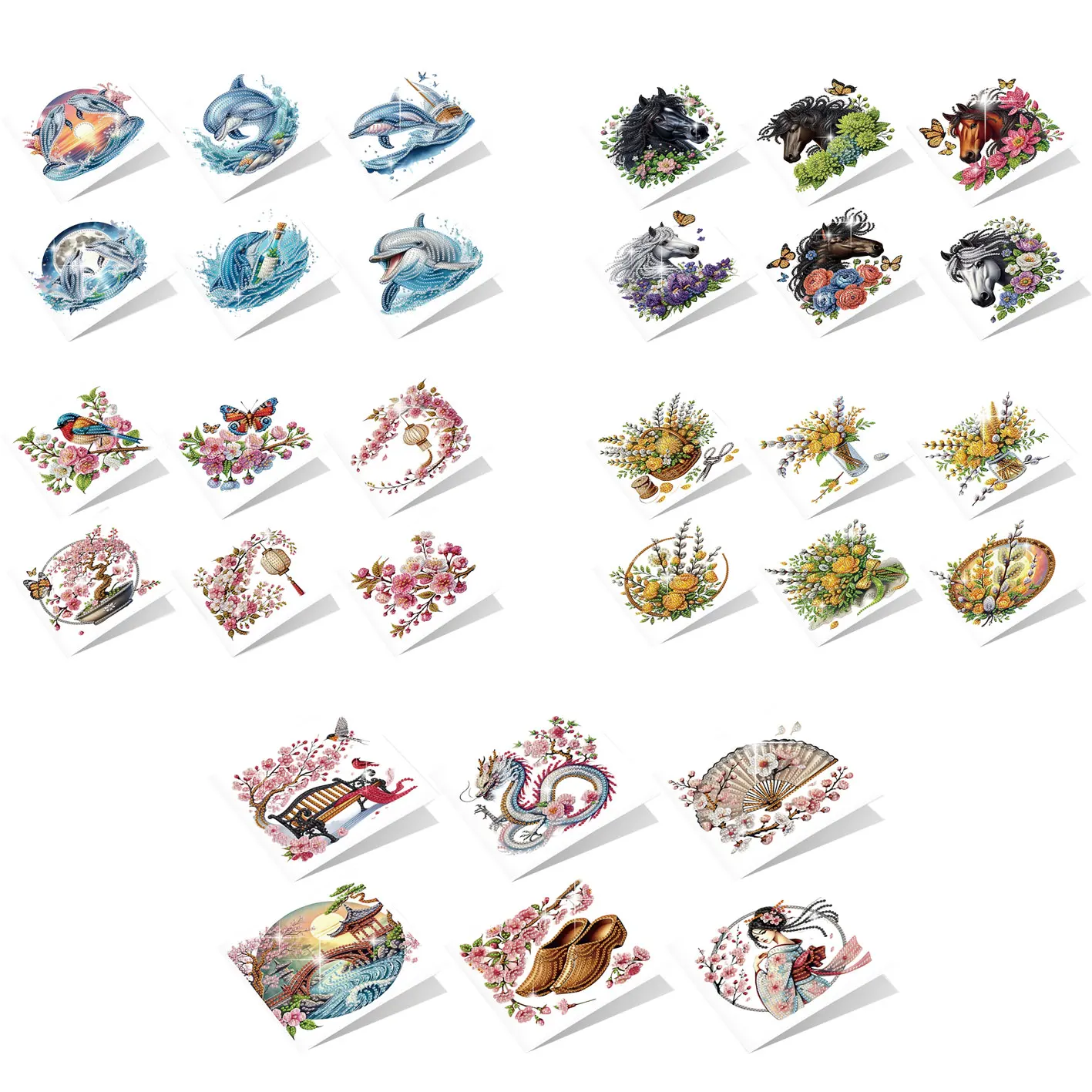 6PCS Diamond Art Painting Greeting Cards Kits,Romantic theme Special Shaped Diamond Art congratulation cards Art handmade Gifts