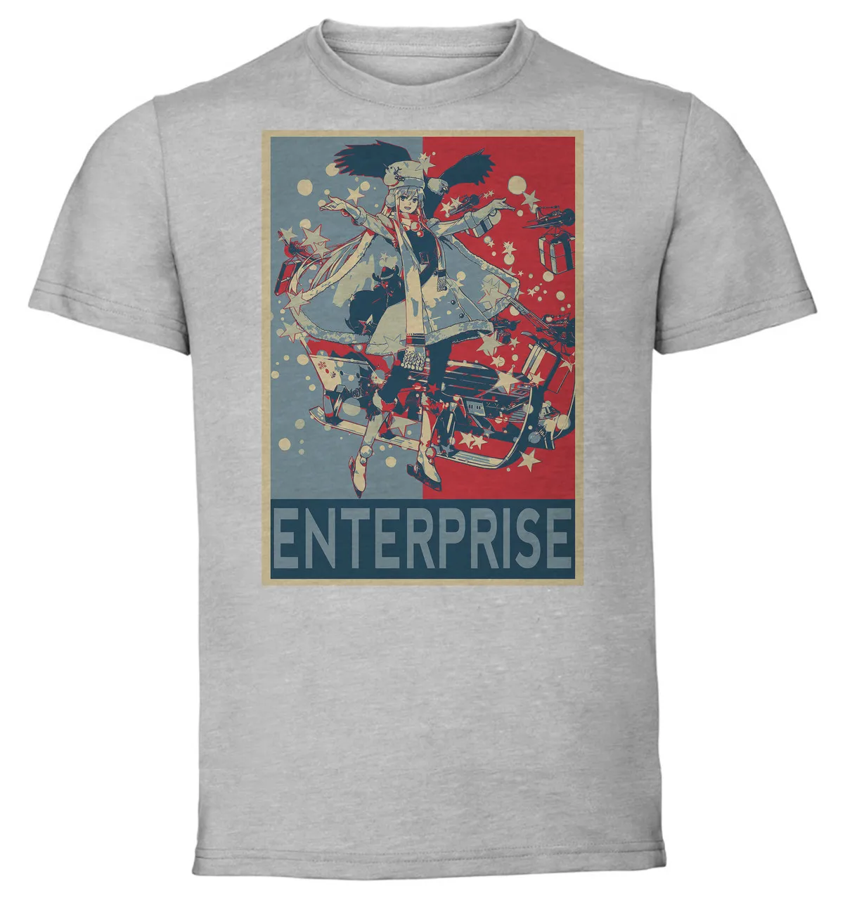 

T-Shirt Unisex Grey Propaganda Azur Lane Enterprise Reindeer Master