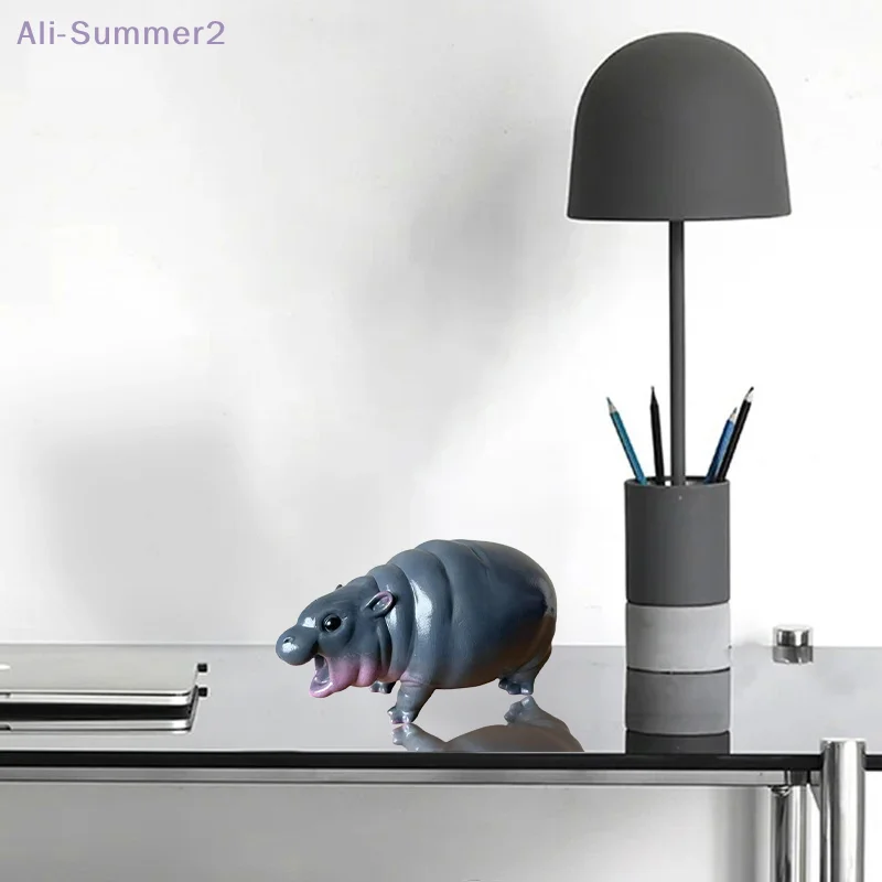{Summer2}Moo Deng Hippo تماثيل راتينج تمثال صغير منضدية نطاط لحم الخنزير Pygmy فرس النهر تمثال شجرة عيد الميلاد Haning ديكور الحرفية #4