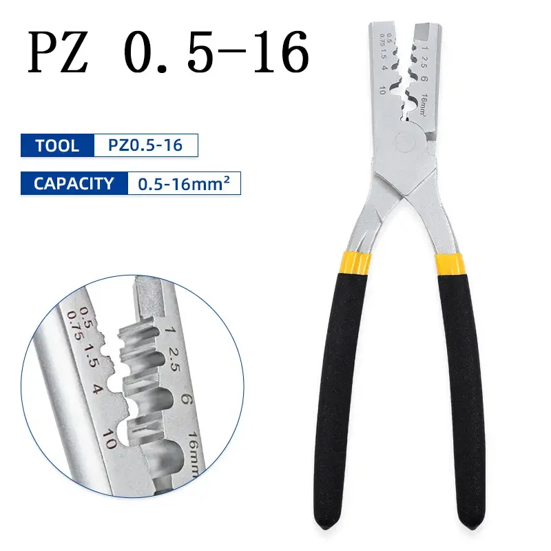 PZ0.5-16 Crimping Tool 0.5-16mm² Tube Terminals Crimper Plier Germany Style Small Crimping Plier Electrical Terminals Clamp Tool