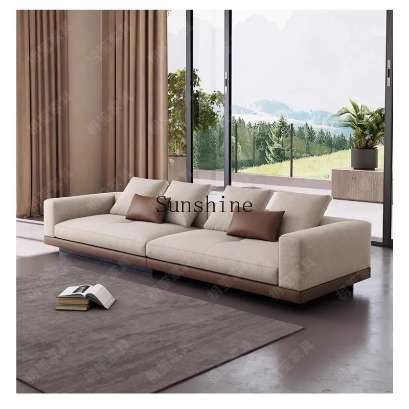 

Italian minimalist light luxury modern living room large flat-floor villa straight row sofa