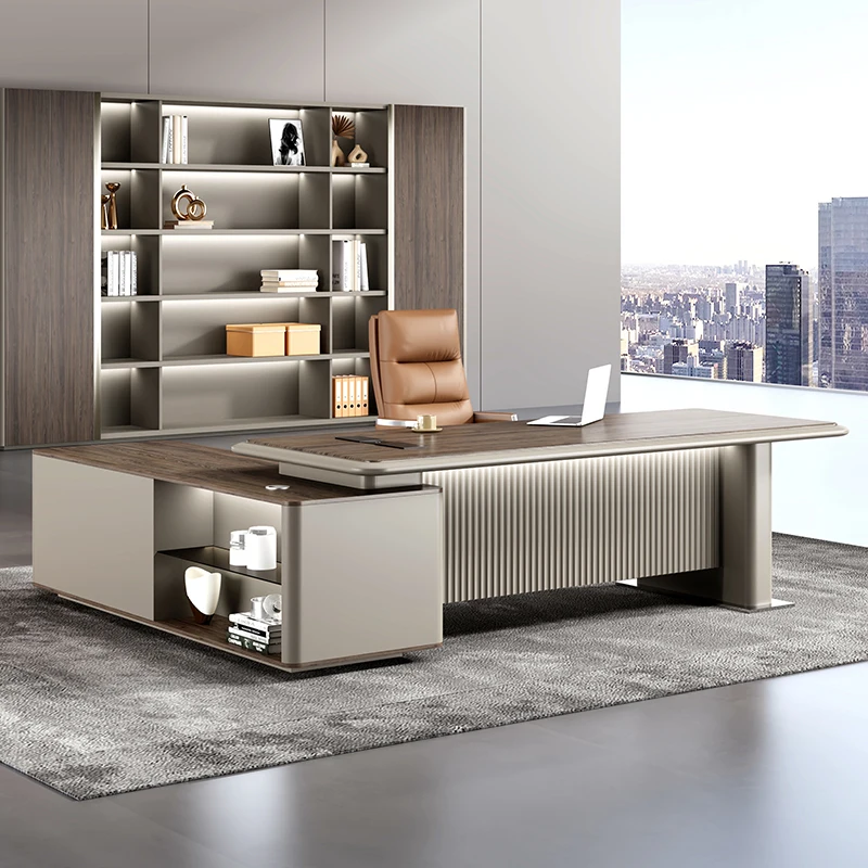 Boss table with lamp high-end light luxury modern general manager office desk and chair