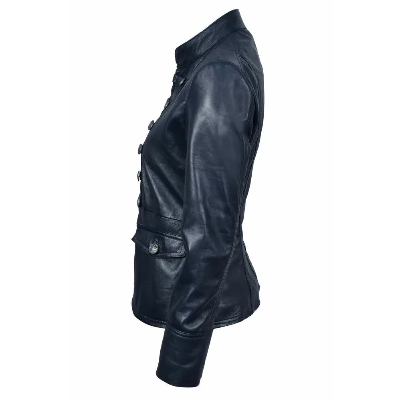 NEW Women's Lambskin Leather Coat Biker Motorcycle Blue Slim Fit Stylish Jacket