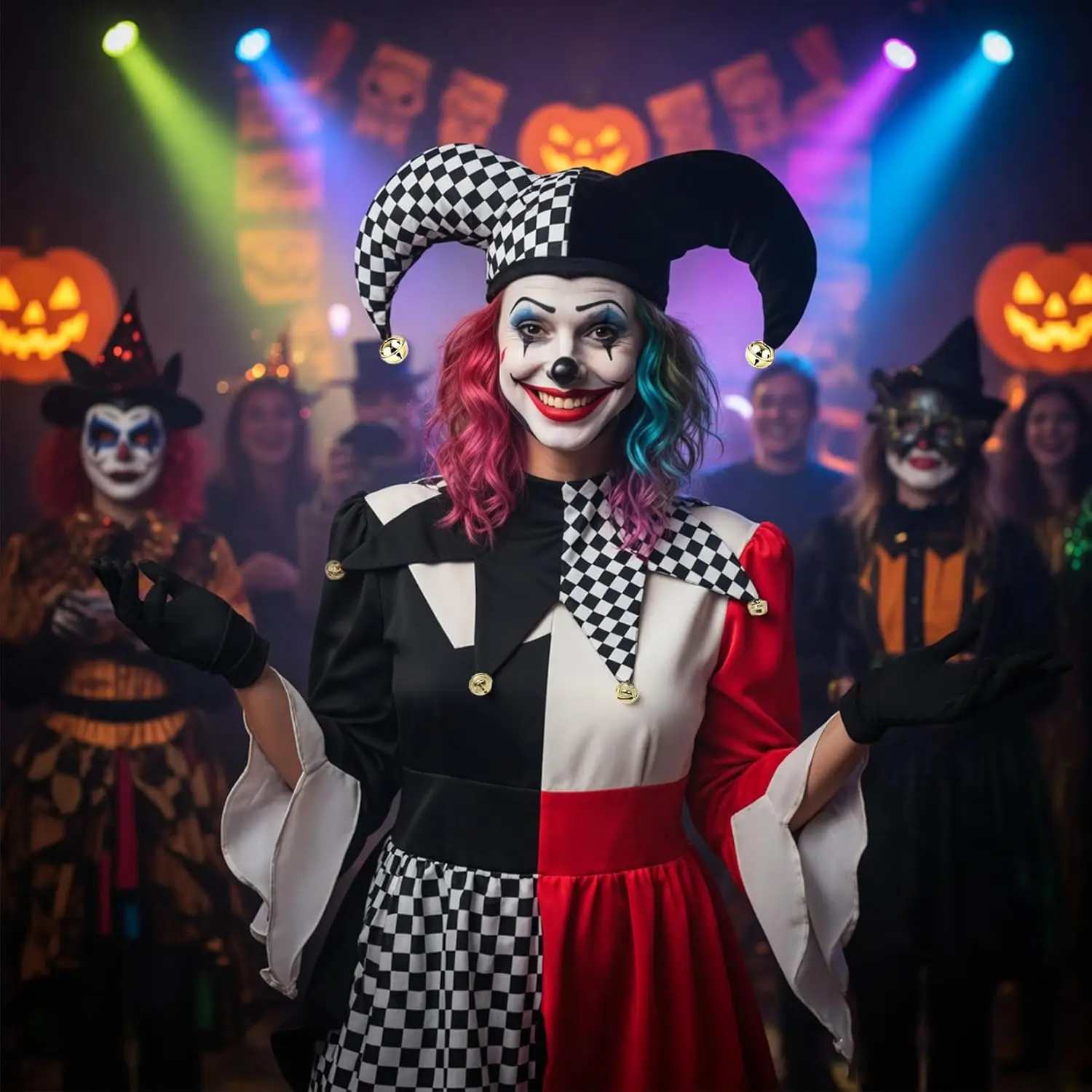 طوق بوفون الباروك المهرج طوق الرقبة الكبار هالوين كرنفال زي حفلة التبعي