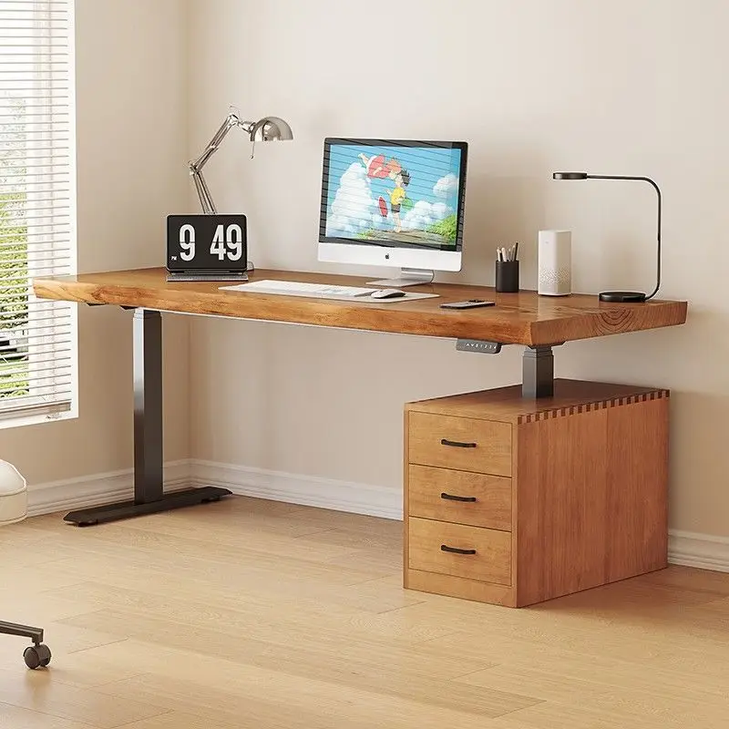 

Modern simplicity, log large board table, solid wood electric lifting table