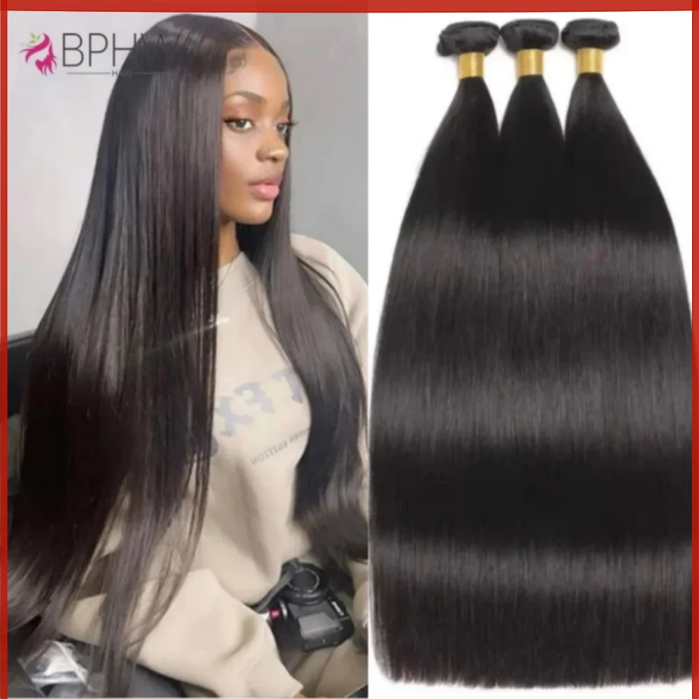 Brazilian Bone Straight Human Hair 3 4 Bundles Raw Virgin Remy Hair Extensions Natural Color Long Hair For Women 30 Inch Hair