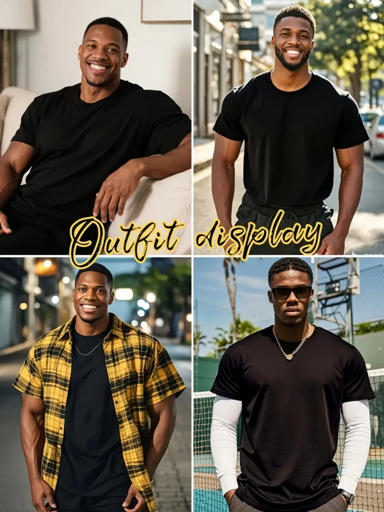 Palm Tree Print Men's Round Neck Fashion Short Sleeve Sports T-Shirt Comfortable and Versatile, Suitable for Spring, Summer and Autumn