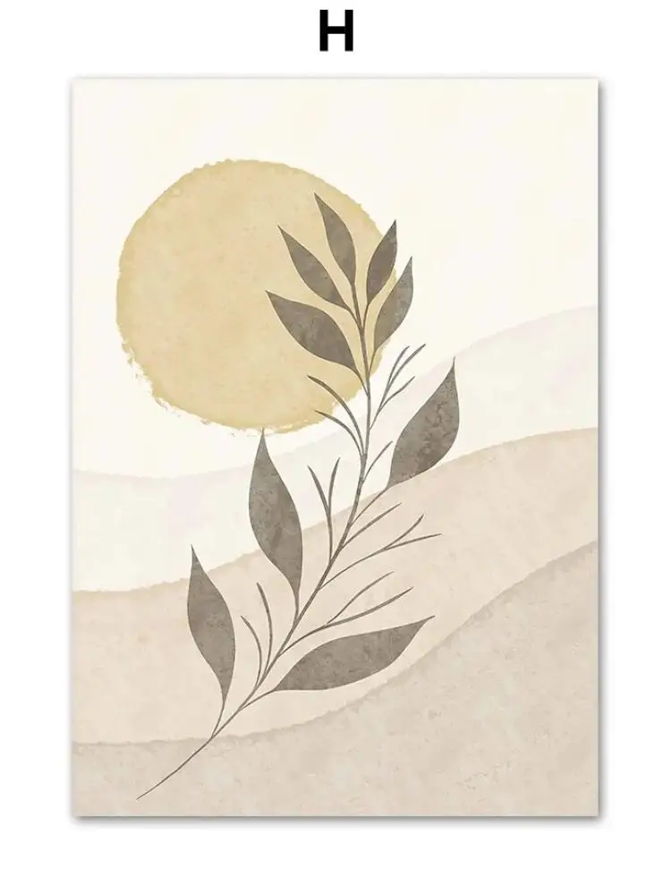 Boho Leaves Sun Flowers Plant Nature Abstract Art Canvas Painting Nordic Posters And Prints Wall Pictures For Living Room Decor