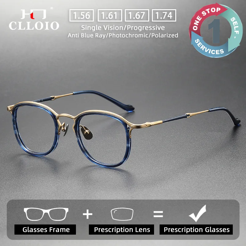 

Очки CLLOIO Vintage Luxury: Прочные, с защитой от синего света, в ацетатной оправе, с титановыми дужками, прогрессивные для чтения