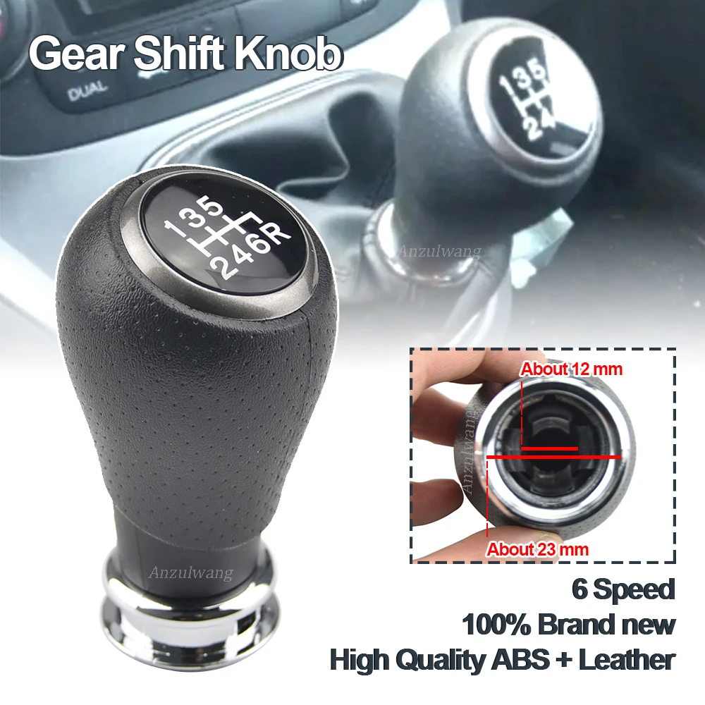 

6 Speed Car Manual Gear Shift Knob Shifter Lever Stick Black Leather For Honda CRV CR-V MK3 2006-2012 Car Accessories