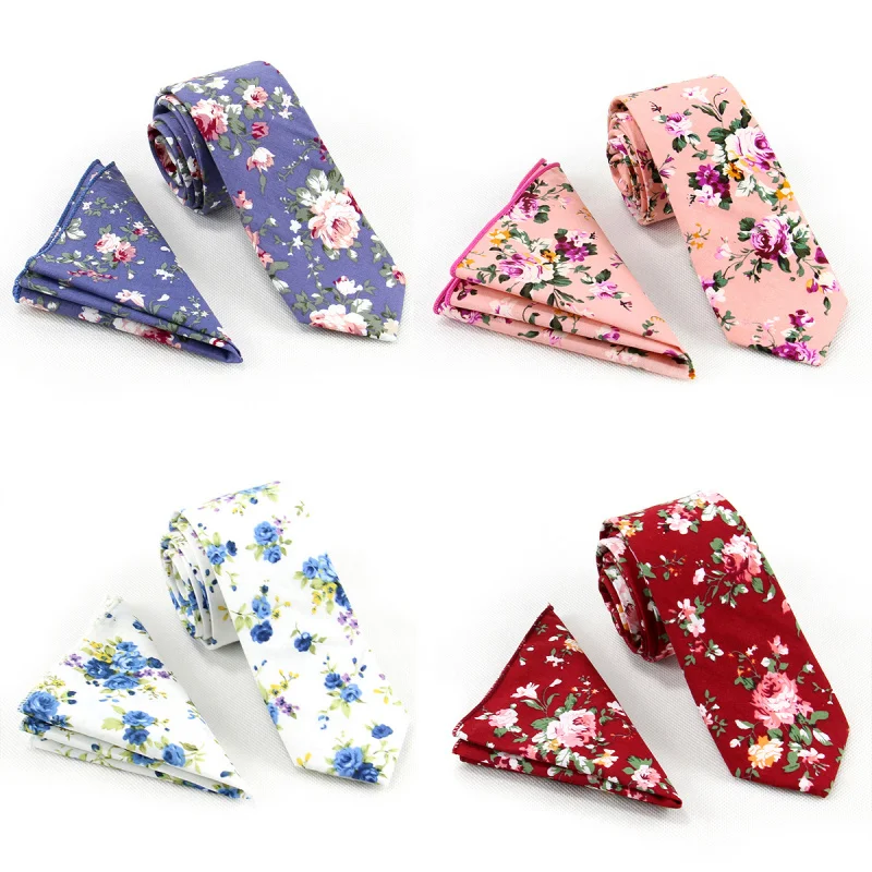 gravata-casual-de-algodao-6cm-com-estampa-floral-conjunto-quadrado-de-bolso-masculino-estreito-pequeno-acessorio-de-pano-de-gravata