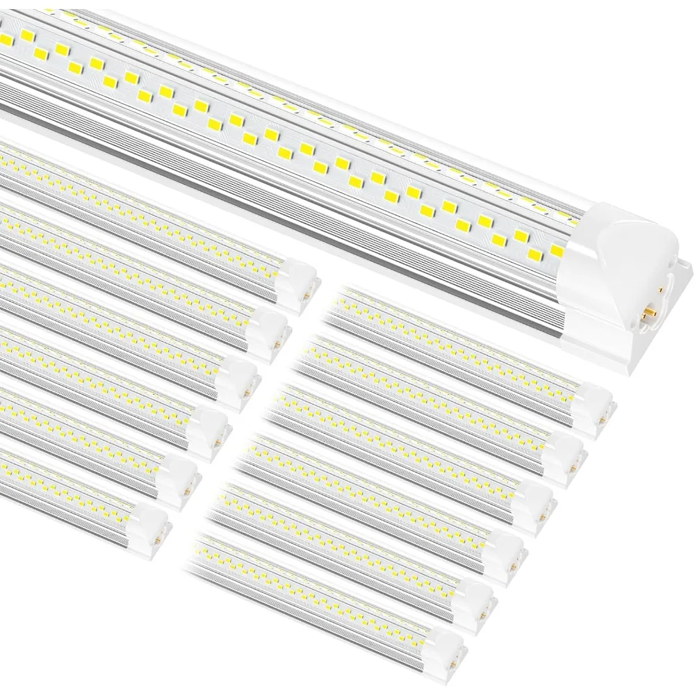 8ft LED Shop Light, 8' 100W 15000lm 6000K (12 Pack), 8 Foot Linkable led Shop Lights with Plug Fixture for Garage Workshop