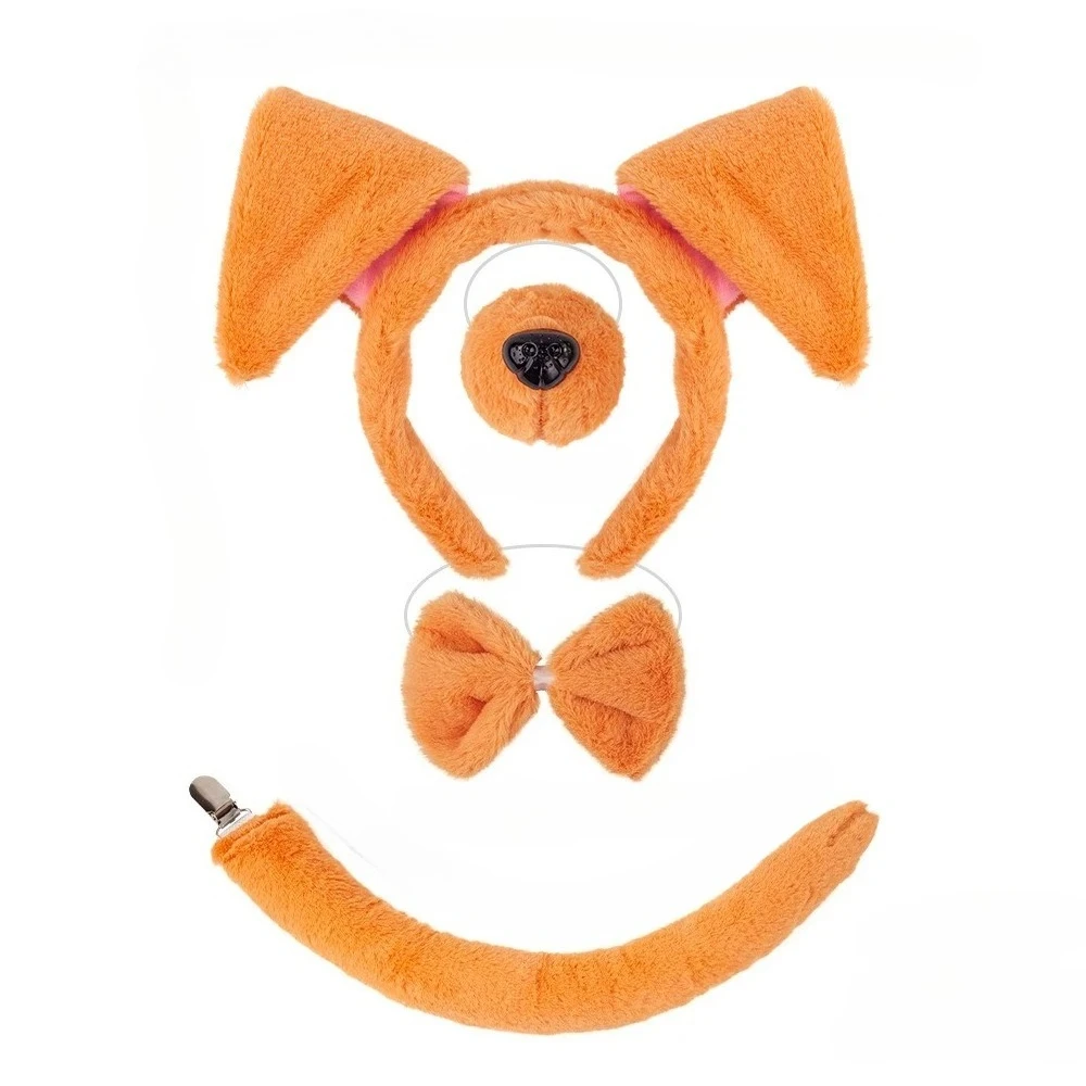 

Повязка на голову с собачьими ушками и галстуком-бабочкой на хвост, коричневые уши щенка, аксессуары для костюма, пушистый костюм для косплея, головной убор