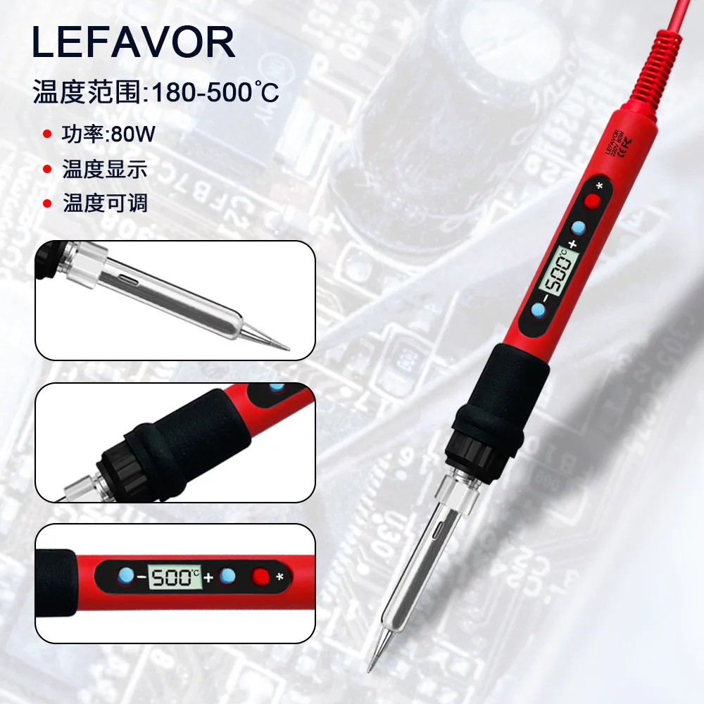 

80W Adjustable Temperature Soldering Iron Station Kit with LCD Display, Ceramic Heater & Complete Accessories