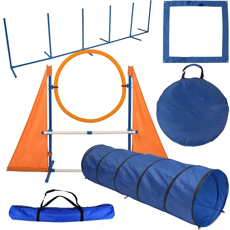 Dog Agility Training equipment set Dog training obstacle pole Dog Agility Course with Braided Pole Pause Box Tunnel