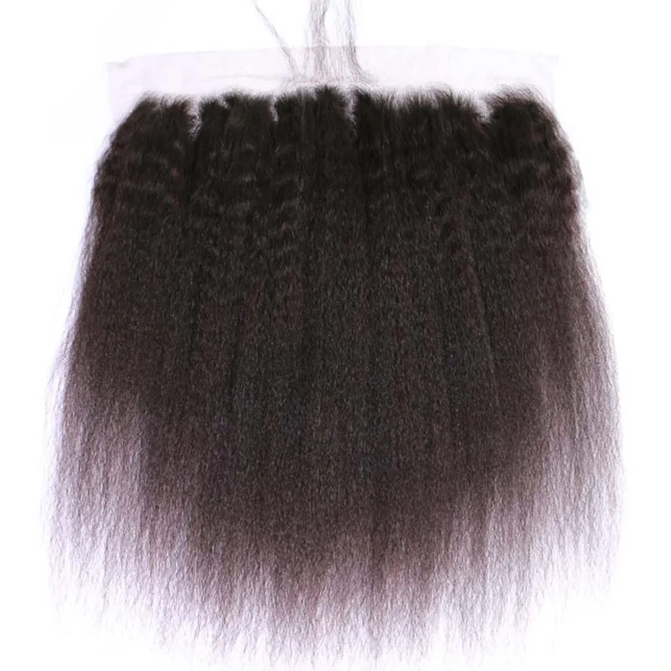 4x4 13x4 Kinky Straight Lace Closure Frontal Only Pre Plucked Swiss Transparent  Remy Human Hair Lace Closure Frontal For Black Women Full Soft