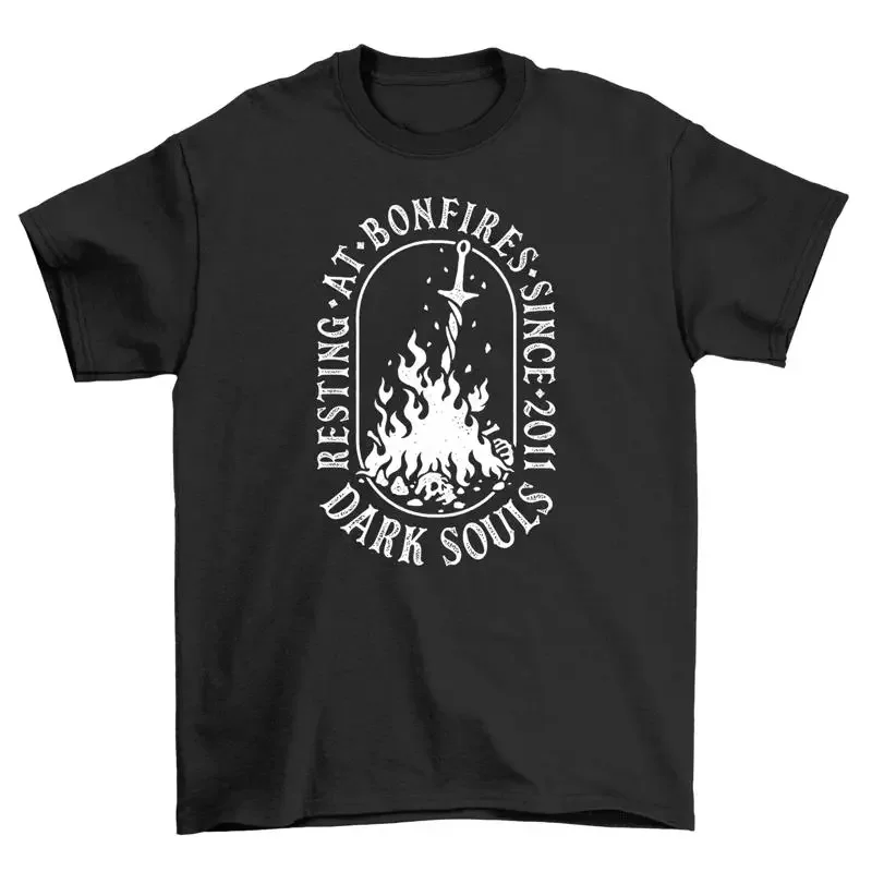 Resting at Bonfires T-shirt - Level up your style stats with humor! Unisex, 100%