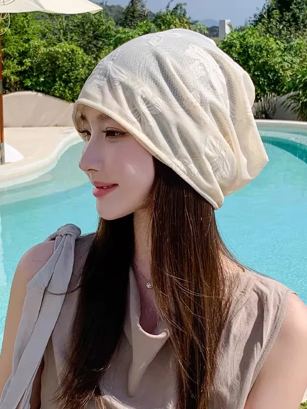 summer-thin-knitted-knot-bucket-hat-large-circumference-breathable-foldable-no-brim-cap-face-slimming-postpartum-hat