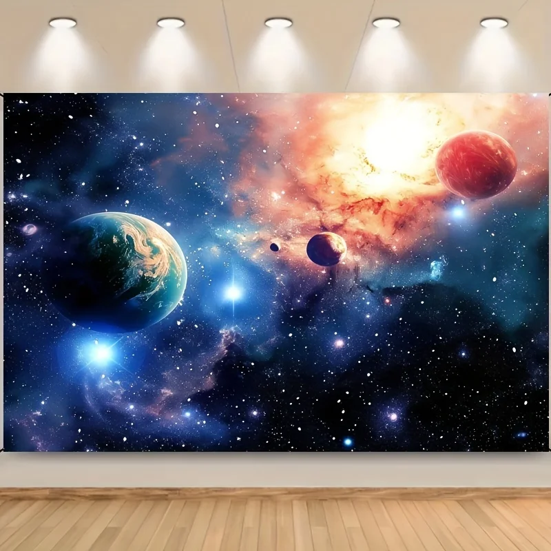 Space party decorated background, bedroom aesthetics Outer space galaxy night Starry sky Starry Universe party photos