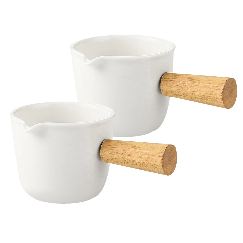 

2pcs Mini Milk Jug Dispenser Small Ceramic Pitcher for Coffee Tea Sauce Elegant Kitchen Tool Present White Porcelain