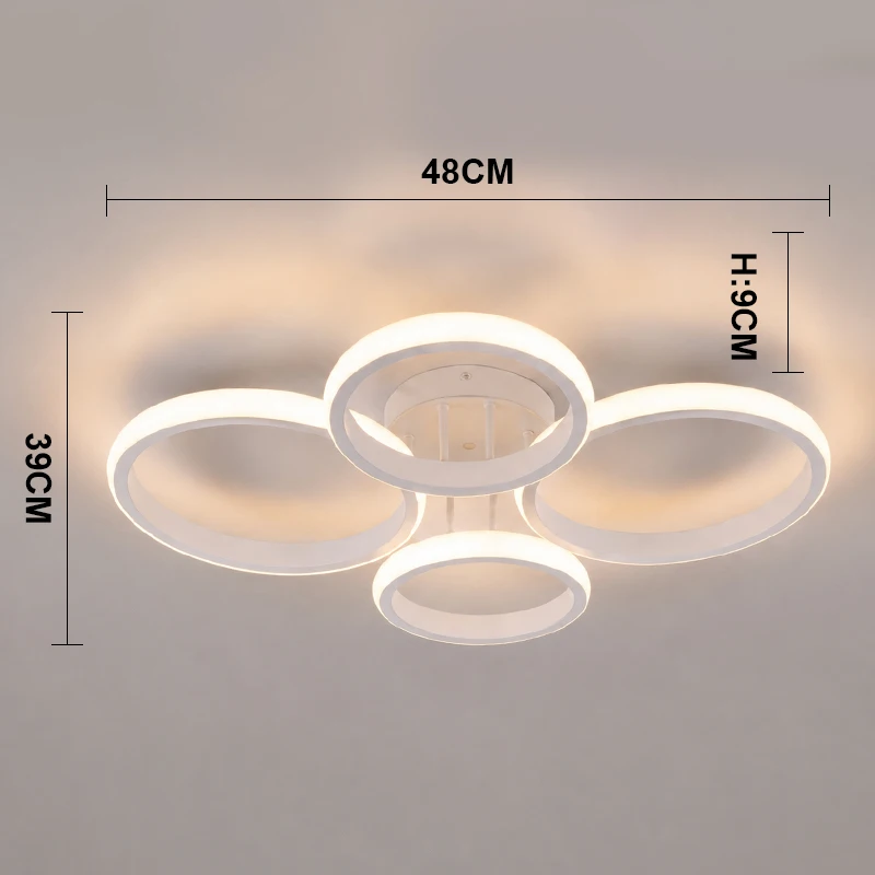 Luces LED de techo de 48w, lámpara moderna de tres colores, lámparas minimalistas para dormitorio, instalación en superf