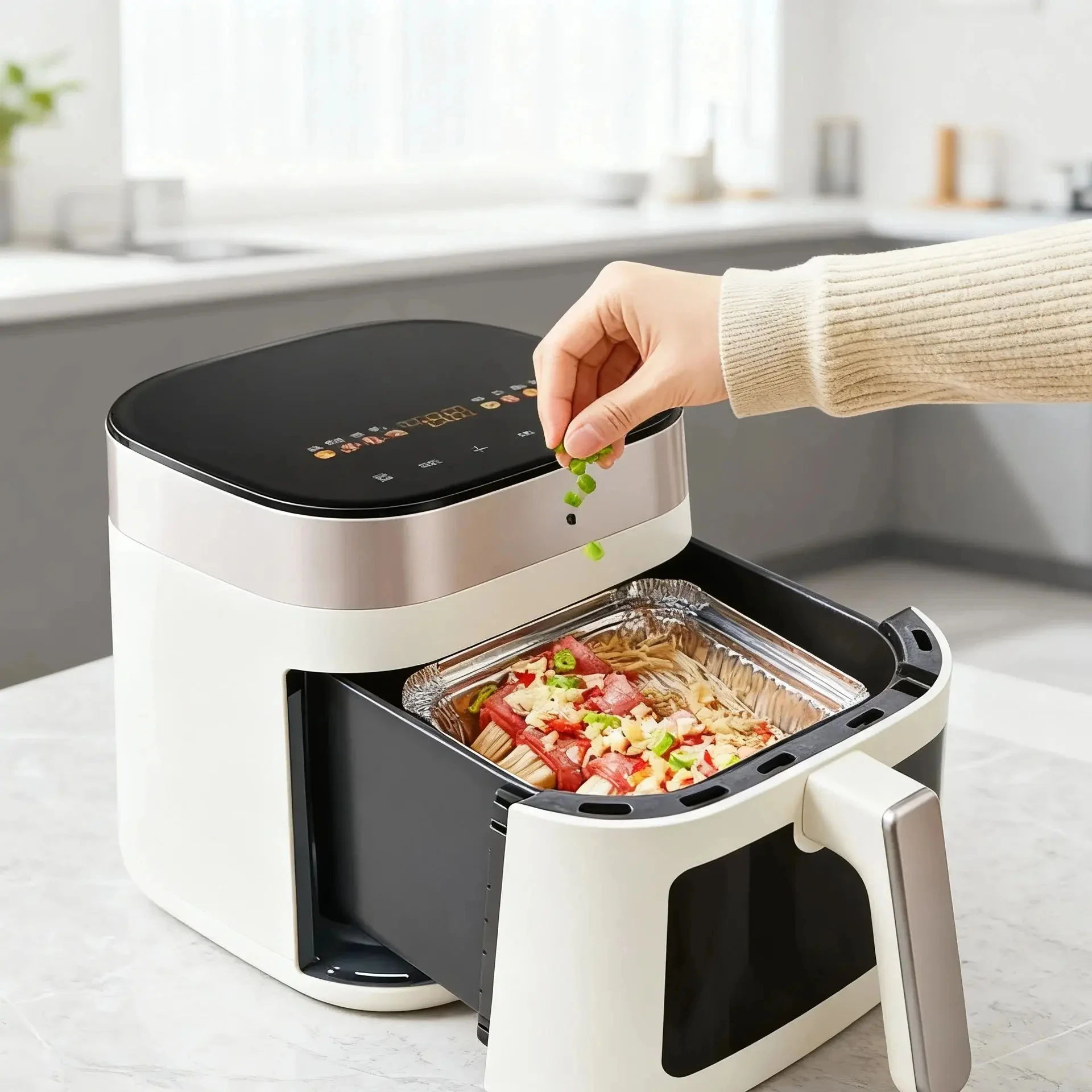 

Large Capacity Air Fryer for Household Electric No-Flip Touch Screen Oven Cooking Machine - Efficient Food Preparation Appliance