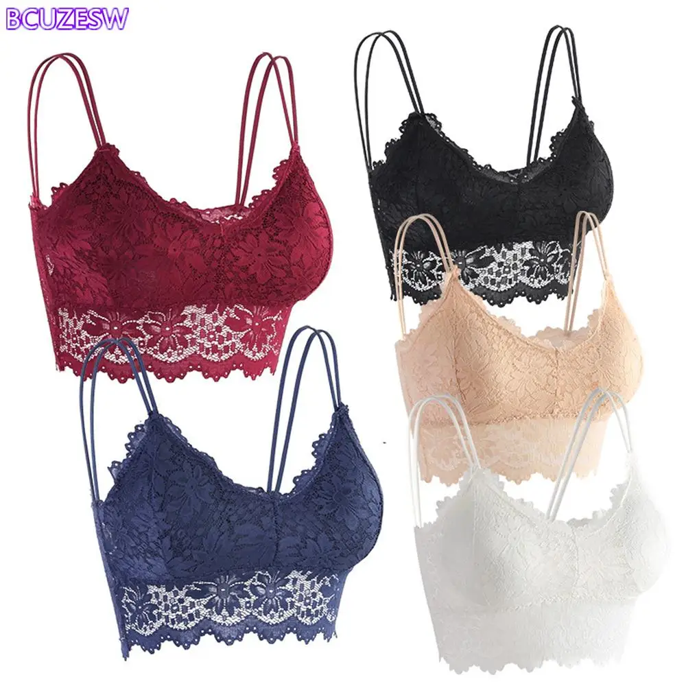 

Female Lingerie Sexy Women Lace Bra Top Push Up Full Cup Bralette Lady Seamless Wireless Bras Fashion Vest Gather Underwear