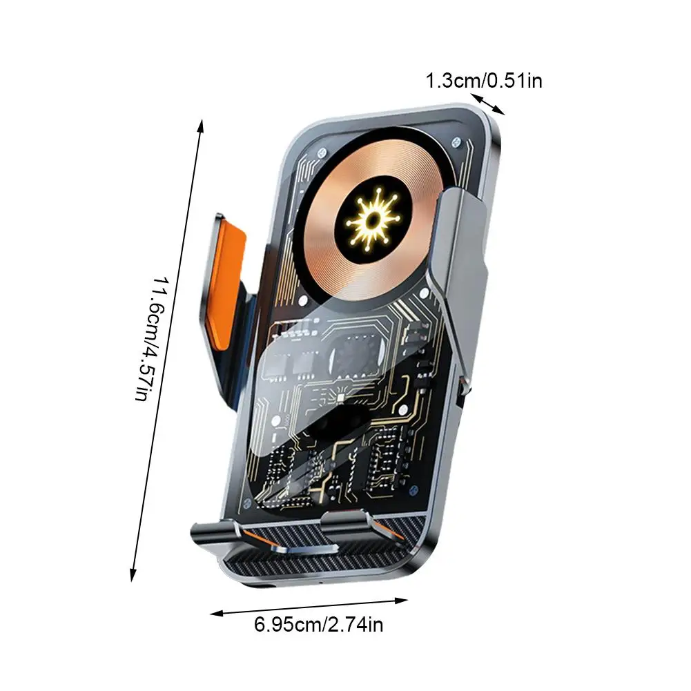 Car Phone Holder for iPhone 15W Car Mount Wireless Charger Infrared Induction Military Sturdy Firmly Grip Never Slip