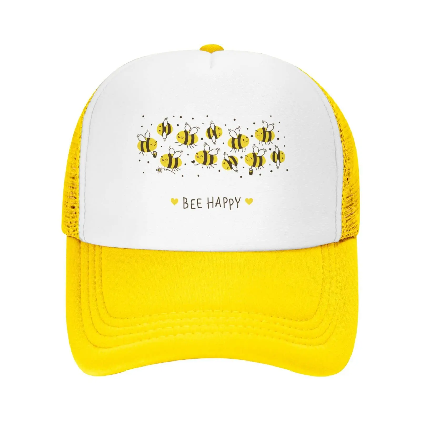 Cute Honey Bees Kawaii Yellow Baseball Dad Caps Funny Distressed Ball Trucker Cap for Women Men Unisex