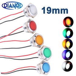 19mm LED Metal Indicator light Waterproof Signal lamp Light 3V 6V 12V 24V 220v Red Yellow Blue White Green Spherical 19ZSD.QX.X