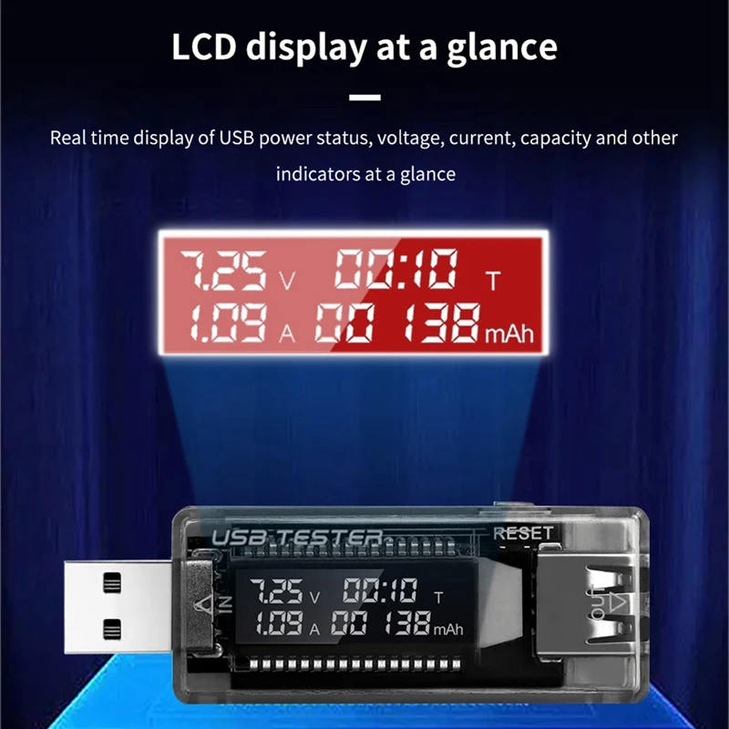 USB Tester Current Voltage Charger Capacity Tester Volt Meter Display USB Current Voltage Test Card Adapter