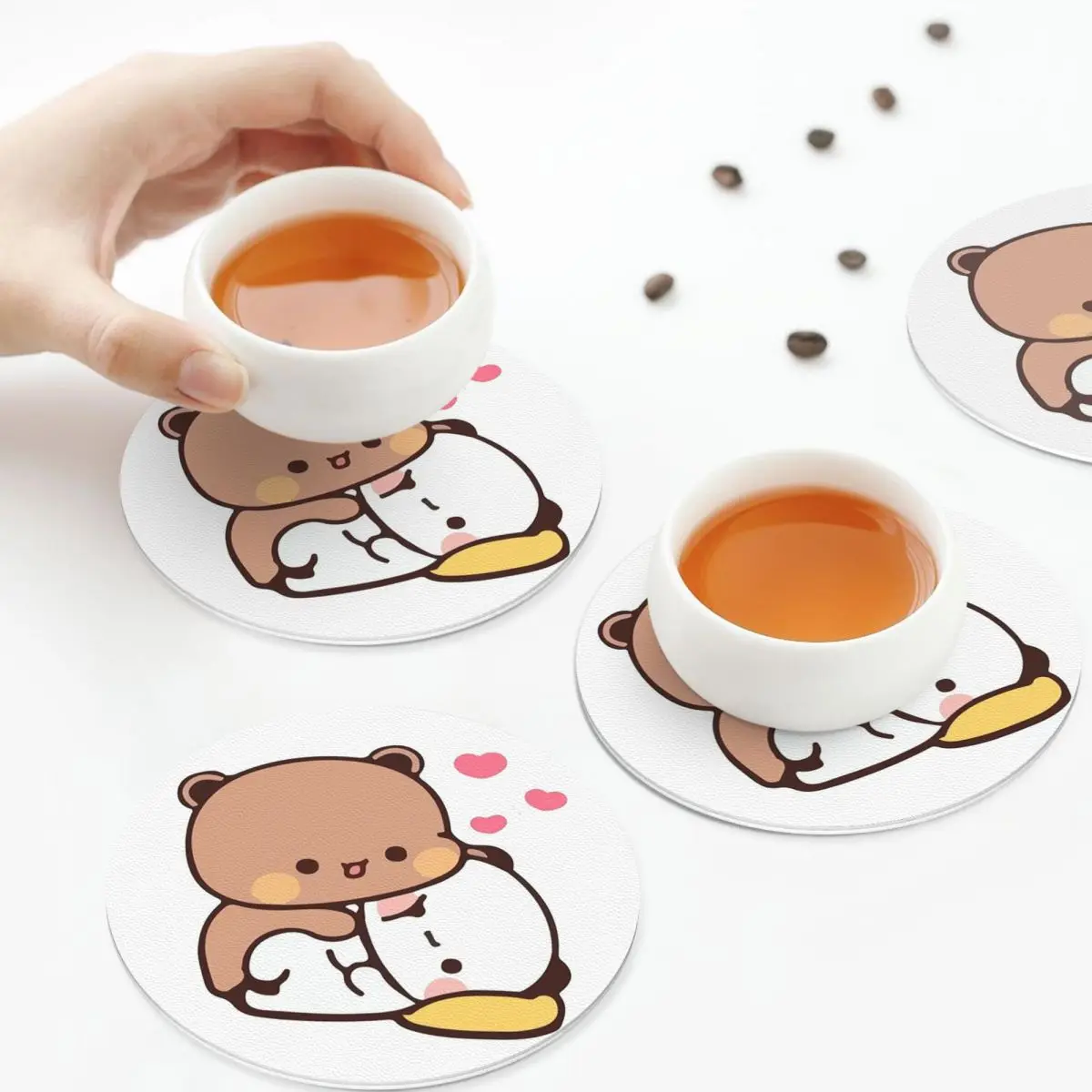 

Подставки для воздушных шаров Peach And Goma Bubu Dudu, кухонные салфетки, изоляционные коврики для чашек, кофейных ковриков для декора, домашняя посуда, подушечки, набор из 4 шт.