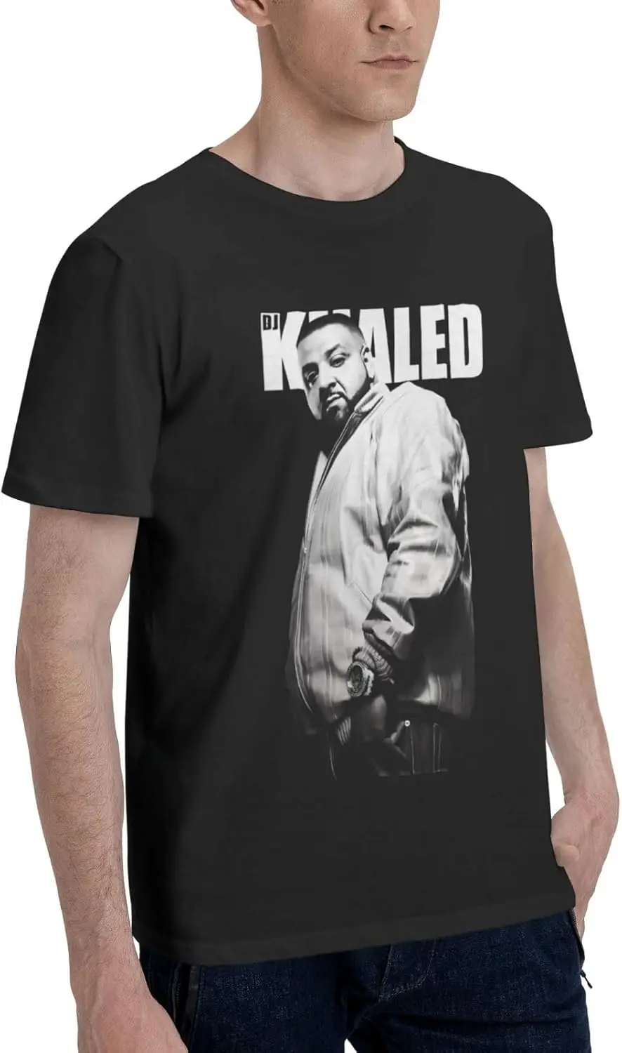 DJ Music Khaled T-Shirts Short Sleeve Shirt Graphic Tees Cotton Tops Mens Casual T Shirts Black
