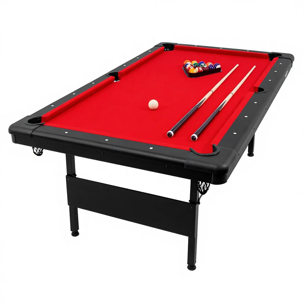 8FT Standard Pool Table Foldable Design With Levelers Full Billiard Game Play Set Space-saving Design Billiards Table For Home