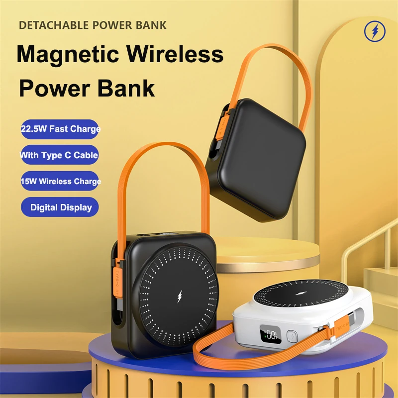 20000 мАч Power Bank Магнитное беспроводное 22,5 Вт USB C PD Быстрое зарядное устройство Powerbank для Magsafe iPhone 17 16 15 Samsung Xiaomi Poverbank