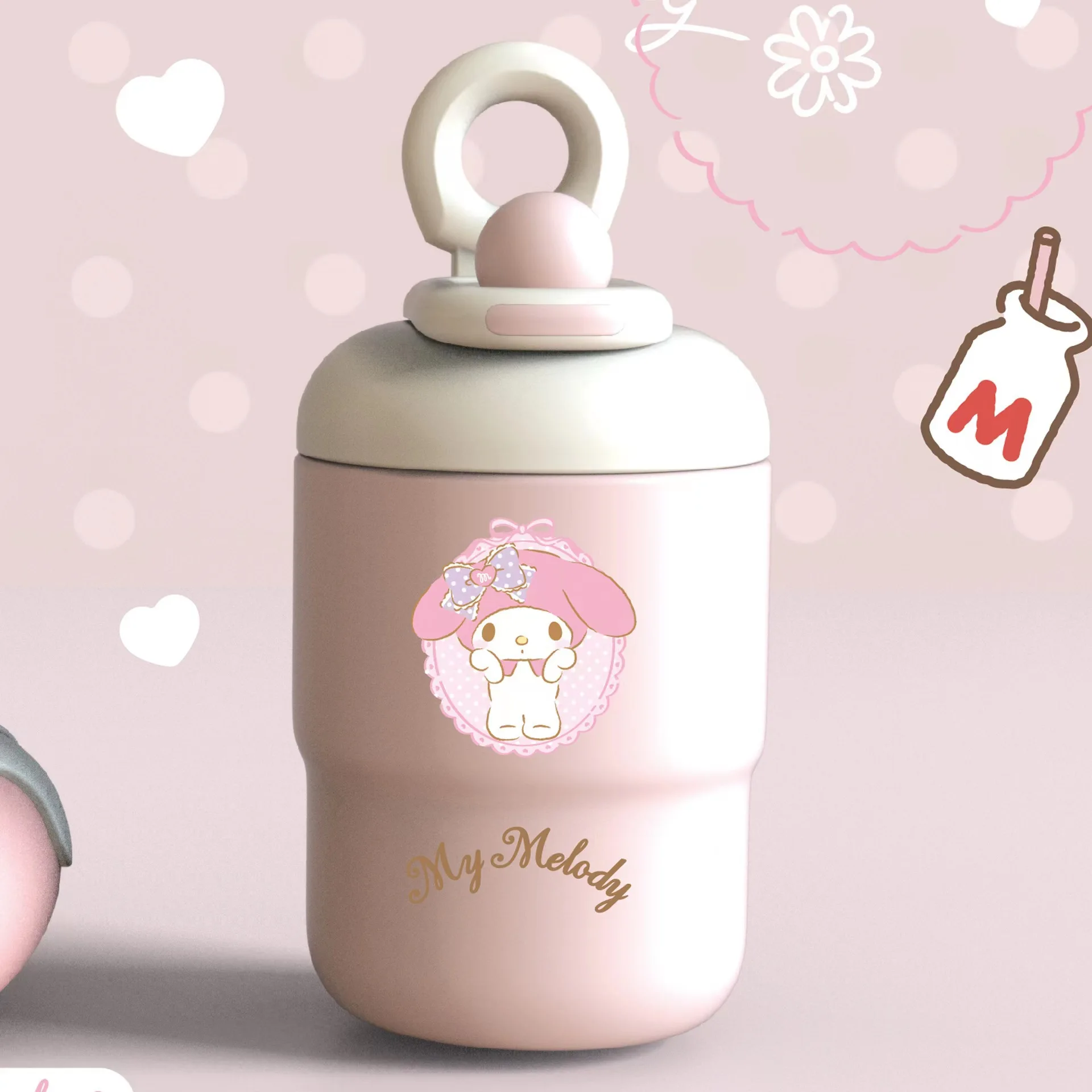 Sanrio Cartoon Hello Kitty Kuromi Simple Insulated Coffee Cup Accompanying Students Portable  Water Cup