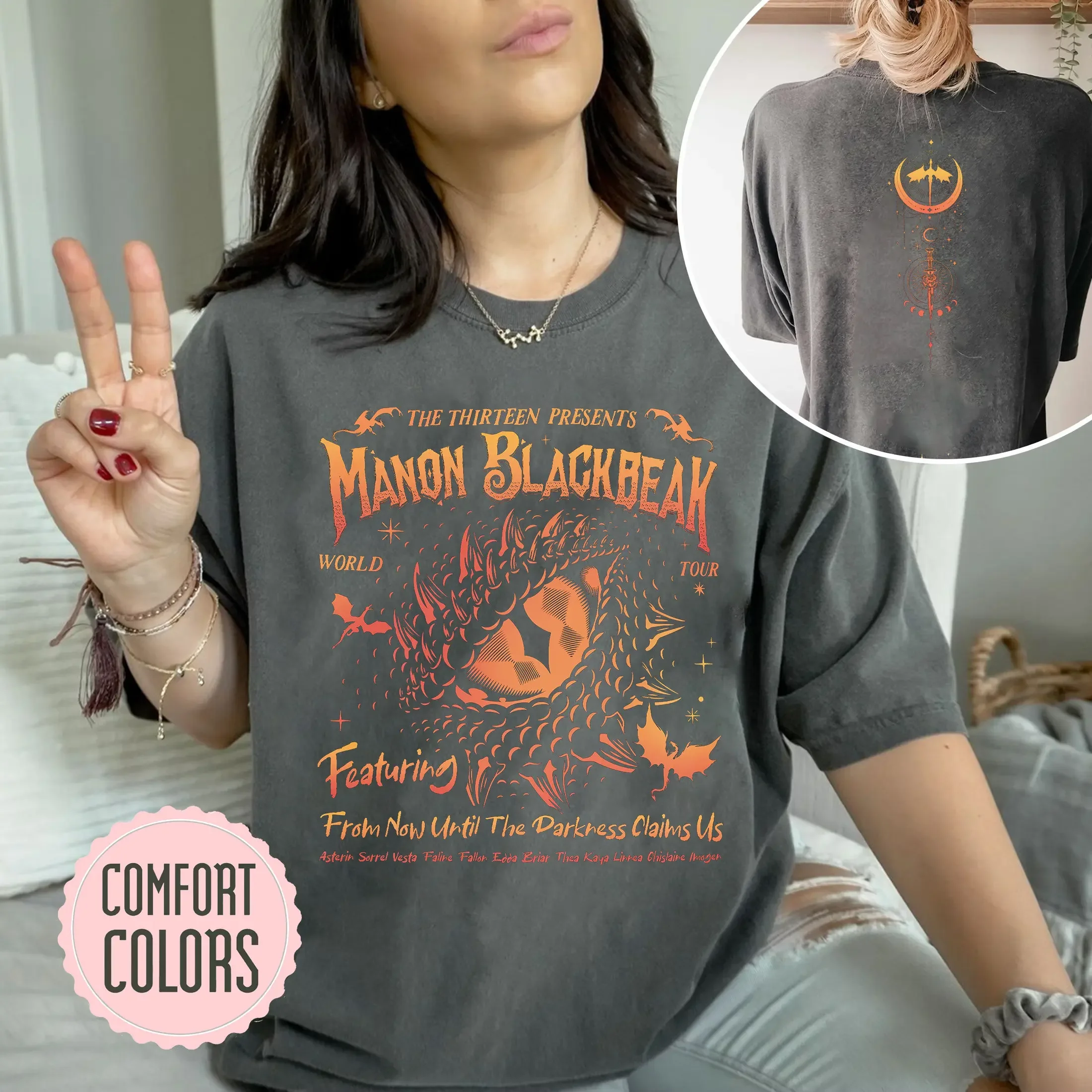 

the Thirtee Women Retro Aesthetic T-shirts Manon Blackbeak Throne of Glass T-Shirt_Short Sleeve Clothes Gift for Book Lover