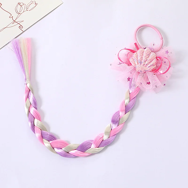 Children's wig hair accessories unicorn butterfly rainbow snowflake hairpin little girl braided hair color rope headdress