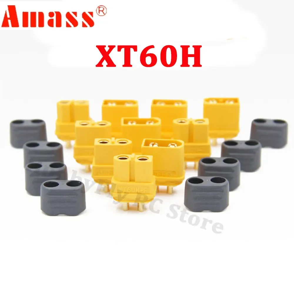 10PCS AMASS XT60H + XT60 Connector with Cover Protection Male Female Power Plug with Sheath for Lipo Battery RC Planes Cars