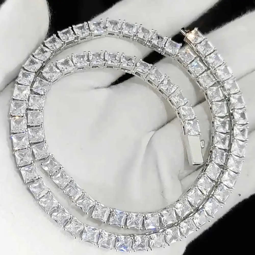 

High Quality 5mm Iced Out Tennis Chain Copper Inlaid Zircon Gold Plated Hip Hop Necklace For Men Women Fashion Jewelry Gift