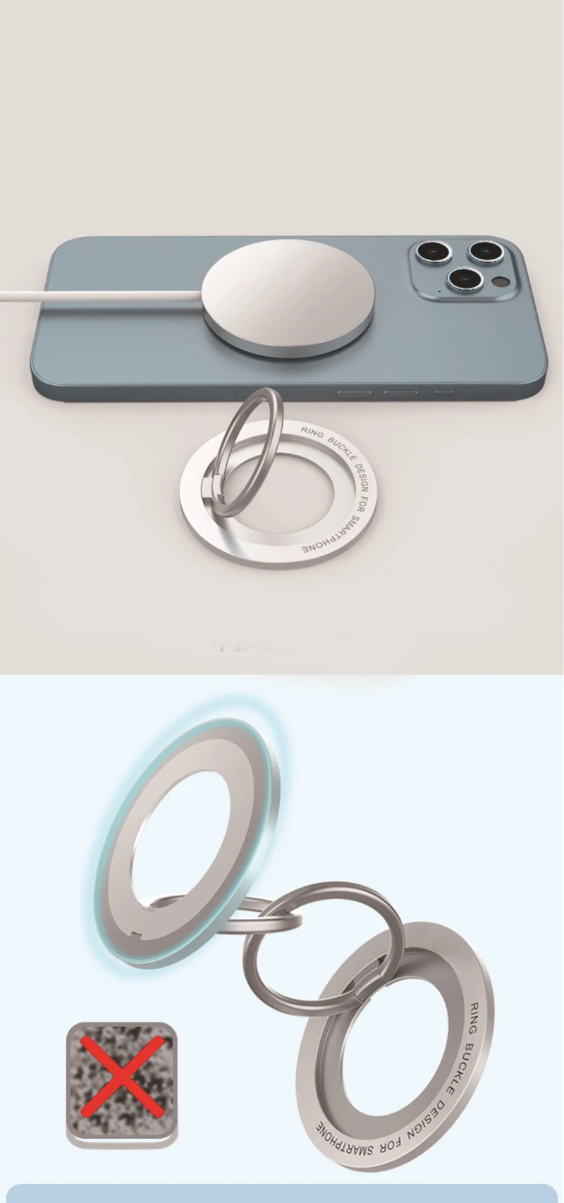 Für Magsafe Magnetische Tragbare Drehen 1 Stücke Starke Saug Rotierenden Klapp 360 Ring Telefon Halter Legierung Tragbare Universal Desktop – Detail 11