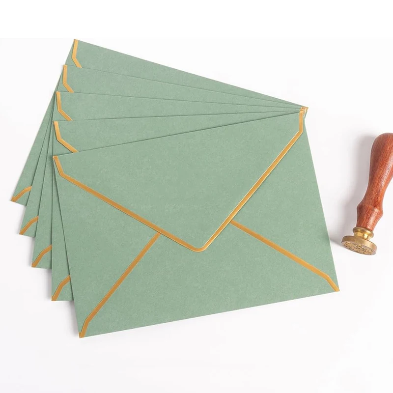 

50pcs/lot 133X183mm Green Envelope High-grade 120g Paper Western Envelopes for Wedding Invitations Business Stationery Packaging