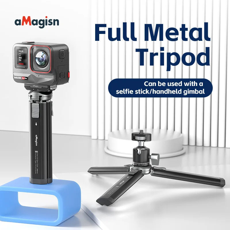 aMagisn Metal Tripod for GoPro Hero/DJI OSMO /Insta360 Aluminum Alloy Tripod Accessories With 1/4 Screw for Action Camera