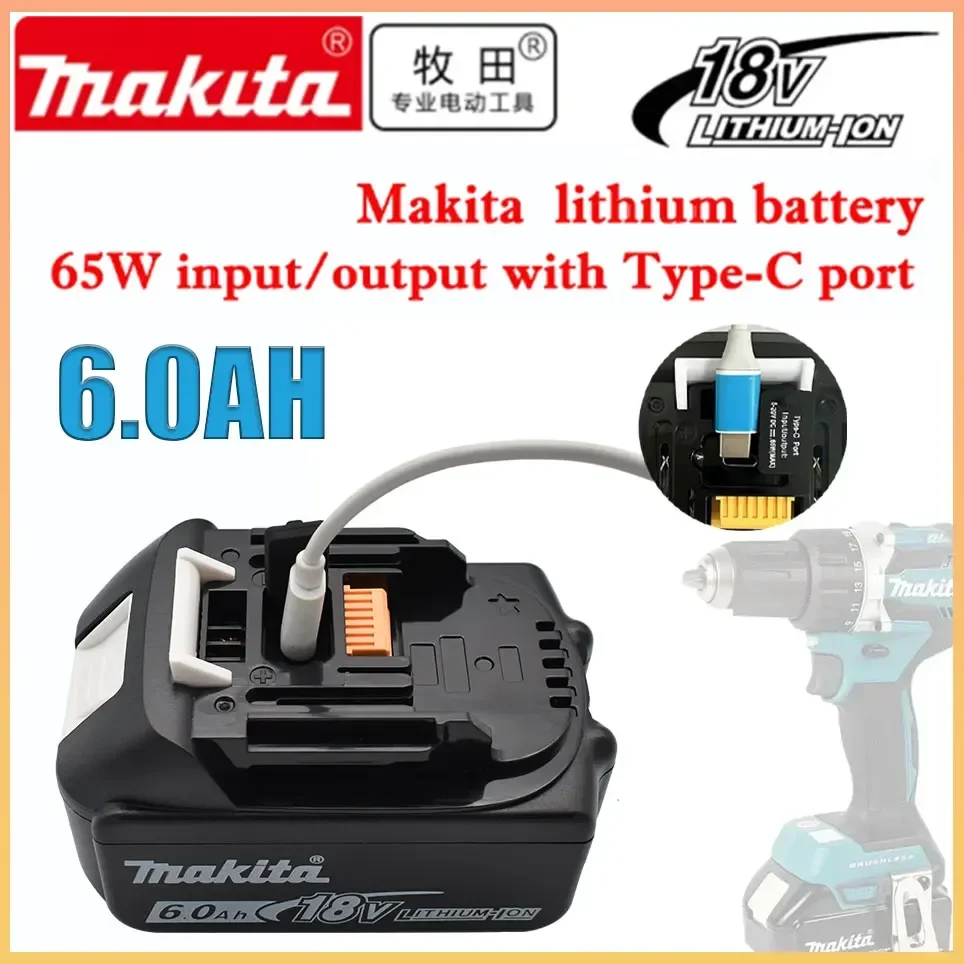 

Makita 18V battery with Type-C port 65W input/output large capacity electric tool battery universal BL1860 BL1850 BL1840 BL1830