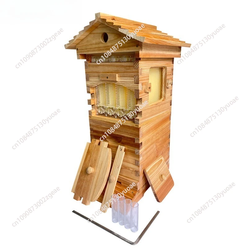 

Honey Design Cedar Bee Box 4Pcs Auto Bee Hives Boxes Starter Kit with Beehive Frames,6 Brood Frames Self-flowing