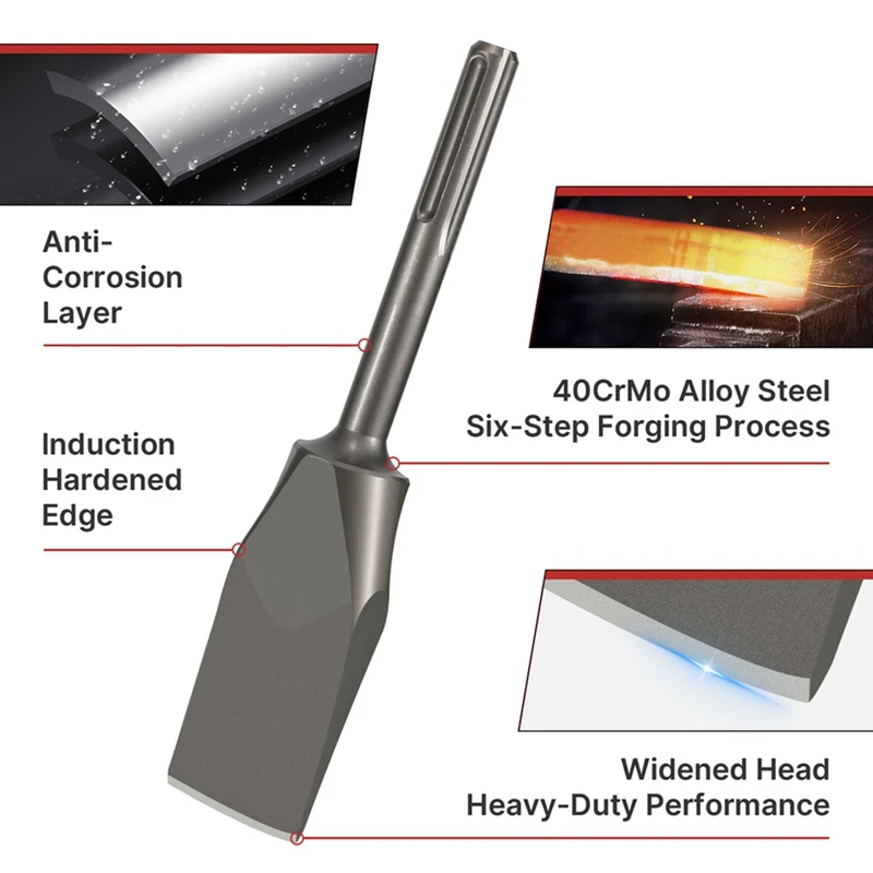 Wood Splitting Chisel SDS Max Alloy Steel Chopping Heavy Duty Firewood Splitting for Electric Hammer-AC17