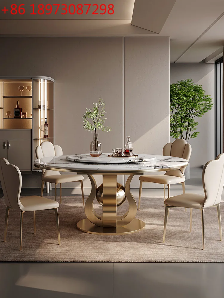 

Мраморный обеденный стол, поворотный стол, светильник, роскошный микрокристаллический камень, большая квартира, вилла, бытовой обеденный стол