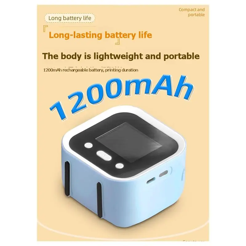 ABJG-AI Voice-Activated Mini Thermal Printer, Portable Pocket-Style Children' S Voice-Activated Image Error Correction Printer