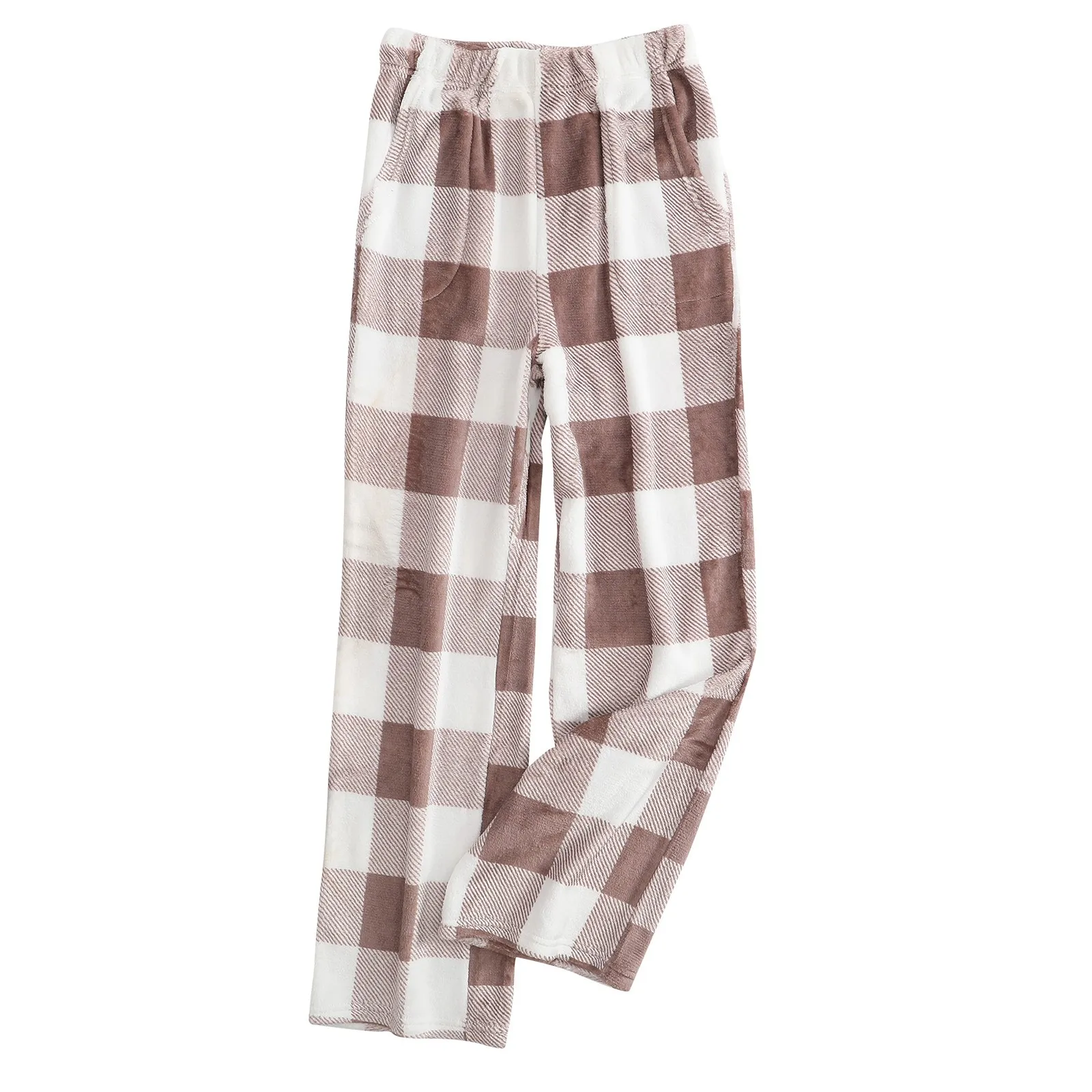 

Fashion Plaid Long Pajama Pants Elastic Waist Wide Leg Nightwear Trousers Leisure Comfy Winter Warm Loungewear for Lady 2025